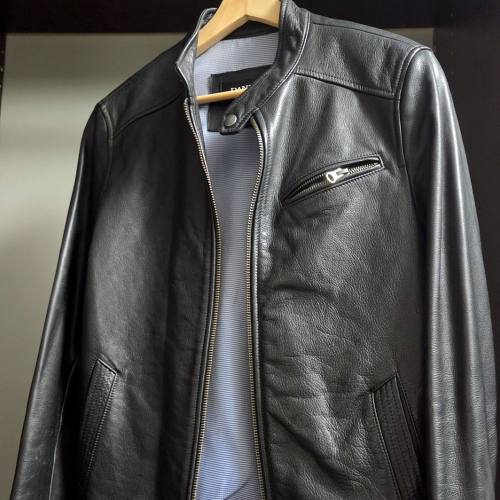 Danier Black Genuine Leather Moto Jacket |